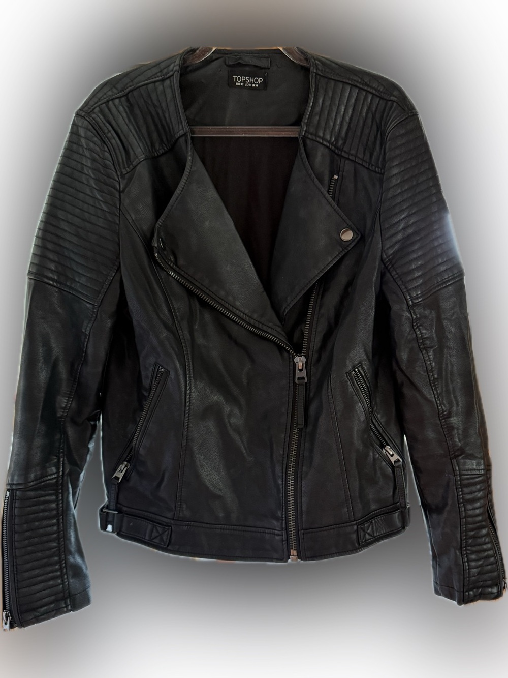 Topshop Faux Leather Moto Jacket US 10